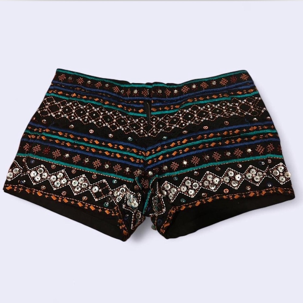 Lucky Brand Black and Orange Patterned High Waist Shorts